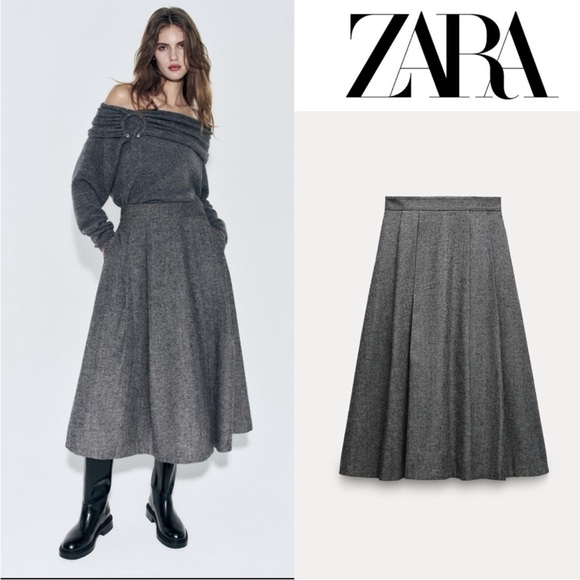 ZARA WOOL BLEND MIDI SKIRT ZW COLLECTION - Picture 3 of 13